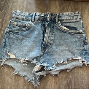 Zara Blue Jean Shorts Distressed Cut-Off Style